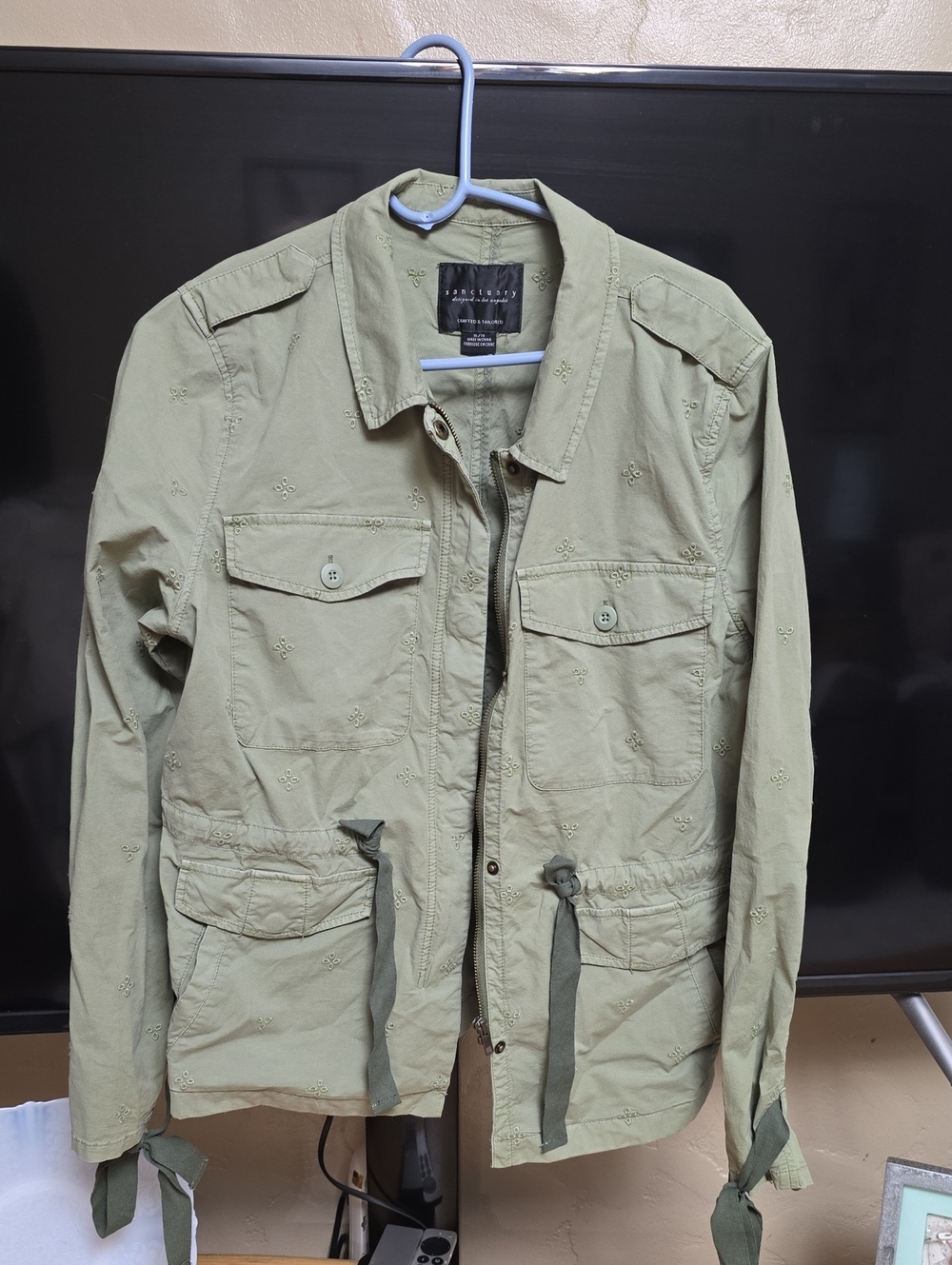 Sanctuary Olive Eyelet Utility Jacket